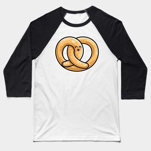 Kawaii Cute Pretzel Snack Food Baseball T-Shirt by freeves